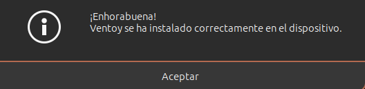 confirmacion instalación captura de ventoy